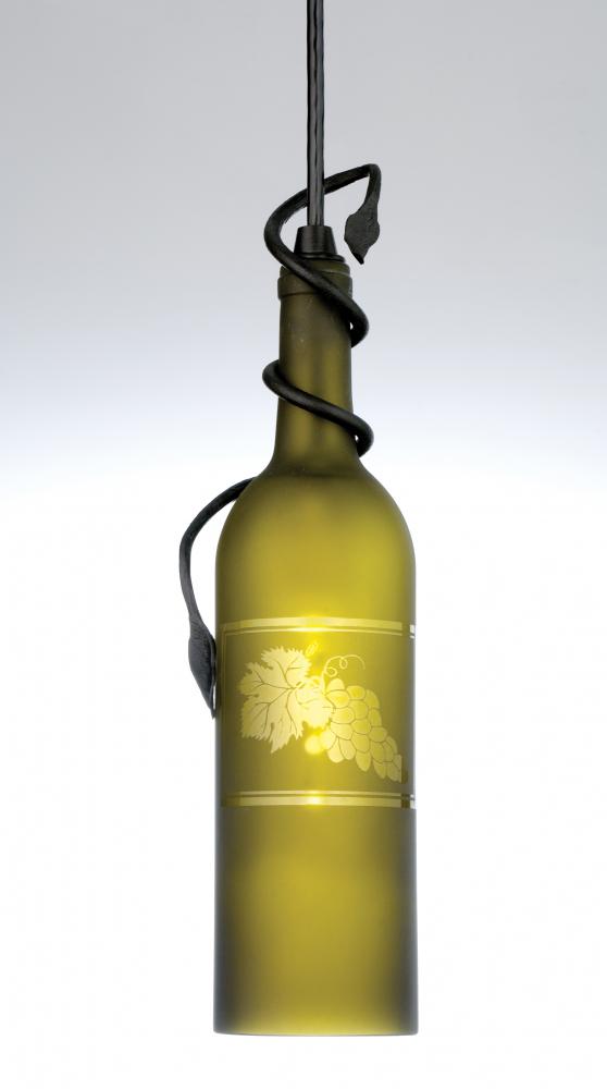 3" Wide Tuscan Vineyard Wine Bottle Mini Pendant