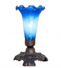 Meyda Blue 13420 - 7" High Blue Tiffany Pond Lily Victorian Mini Lamp