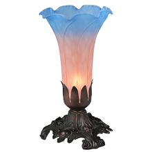 Meyda Blue 14321 - 7" High Pink/Blue Tiffany Pond Lily Victorian Mini Lamp
