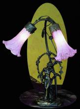 Meyda Blue 17858 - 17" High Pink Tiffany Pond Lily 2 Light Trellis Girl Accent Lamp