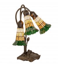 Meyda Blue 251686 - 16" High Stained Glass Pond Lily 3 Light Accent Lamp