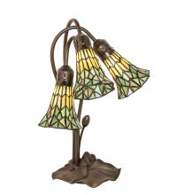 Meyda Blue 251688 - 16" High Stained Glass Pond Lily 3 Light Accent Lamp