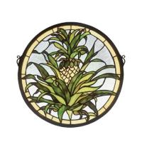 Meyda Blue 48550 - 16"W X 16"H Welcome Pineapple Stained Glass Window