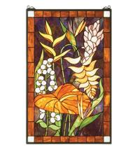 Meyda Blue 51539 - 20"W X 32"H Tropical Floral Stained Glass Window
