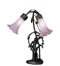 Meyda Blue 68596 - 17" High Pink Pond Lily 2 Light Trellis Girl Table Lamp