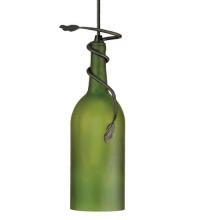 Meyda Blue 71191 - 4"W Tuscan Vineyard Frosted Green Wine Bottle Mini Pendant