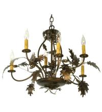 Meyda Blue 81244 - 28"W Oak Leaf & Acorn 6 LT Chandelier