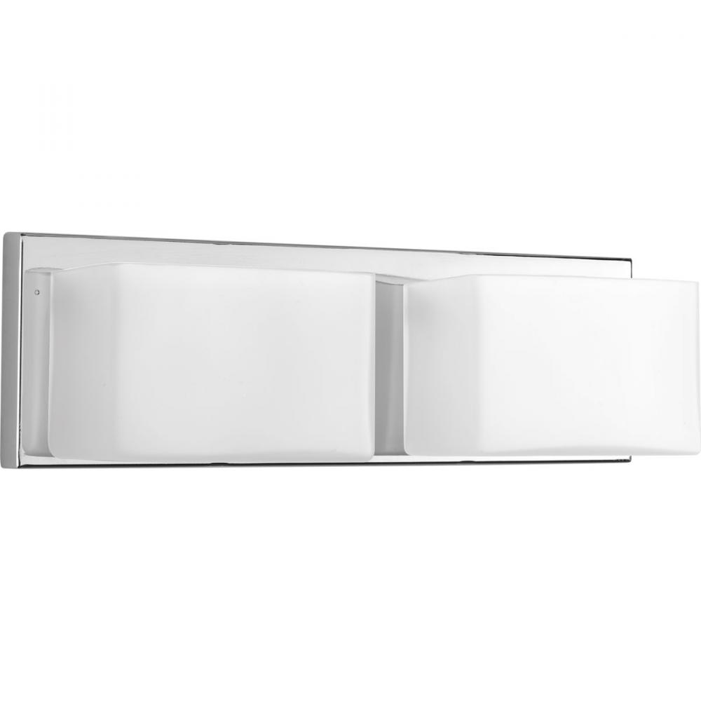 Ace LED Collection Two-Light Polished Chrome Etched Glass Modern LED Bath Vanity Light