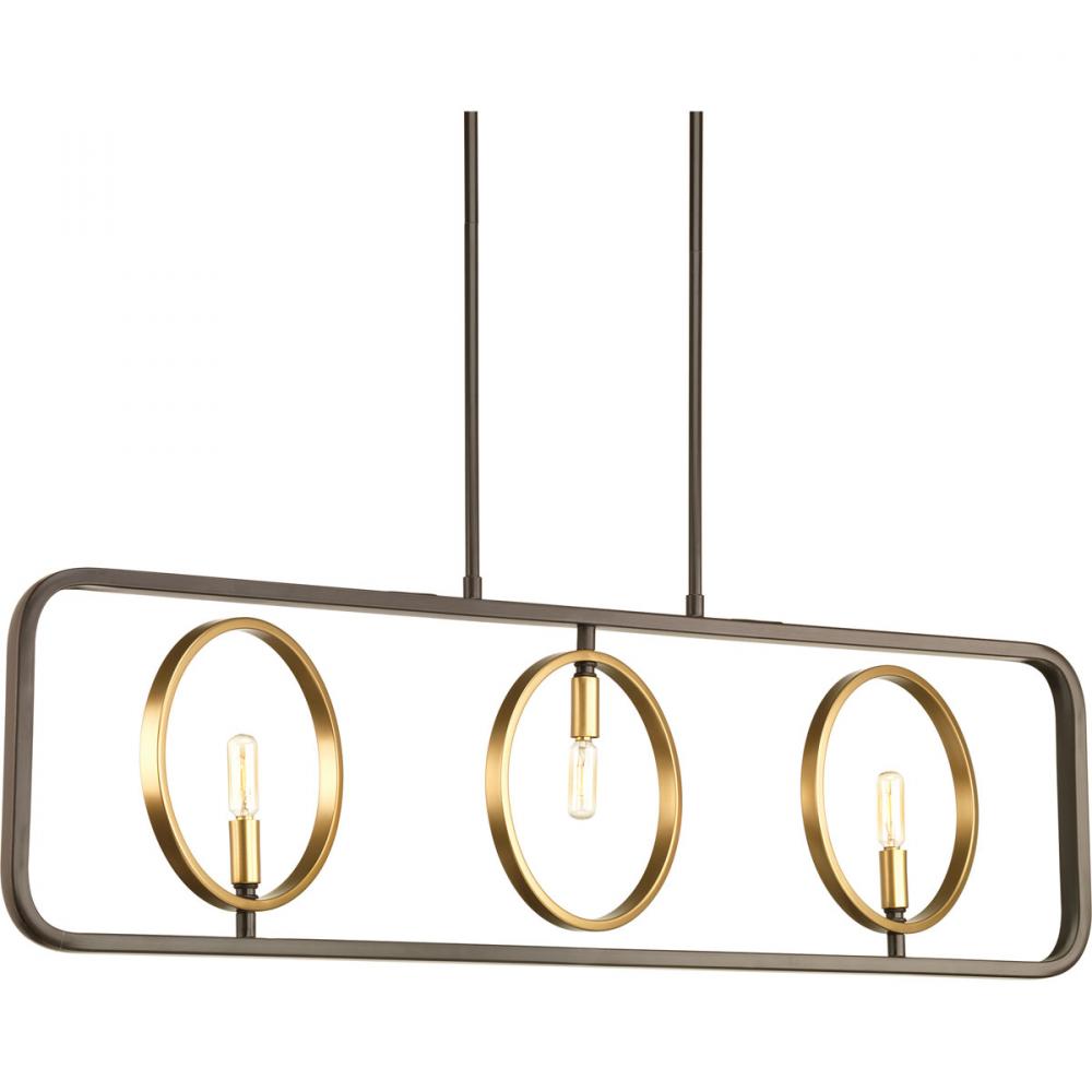 Swing Collection Three-Light Linear Chandelier
