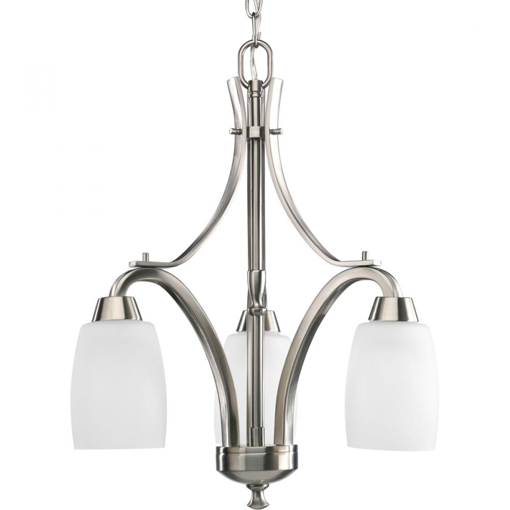 Wisten Collection Three-Light Brushed Nickel Etched Glass Modern Chandelier Light