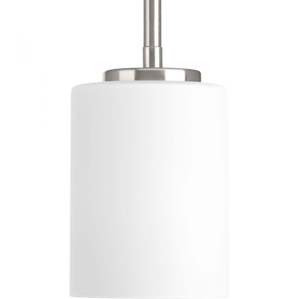 Replay Collection One-Light Brushed Nickel Etched White Glass Modern Mini-Pendant Light