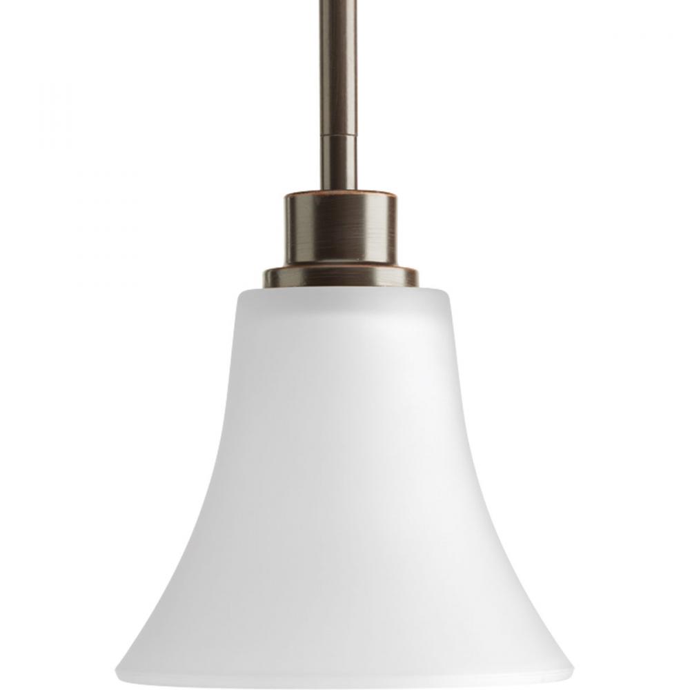 Joy Collection One-Light Antique Bronze Etched White Glass Traditional Mini-Pendant Light