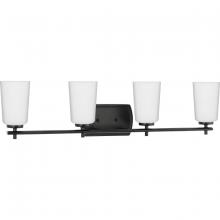 Progress P300468-31M - Adley Collection Four-Light Matte Black Etched Opal Glass New Traditional Bath Vanity Light