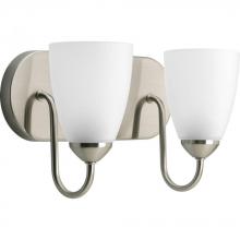 Progress P2707-09 - Gather Collection Two-Light Brushed Nickel Etched Glass Traditional Bath Vanity Light