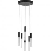 Progress P500322-031-30 - Kylo LED Collection Six-Light Matte Black Modern Style Hanging Pendant Light