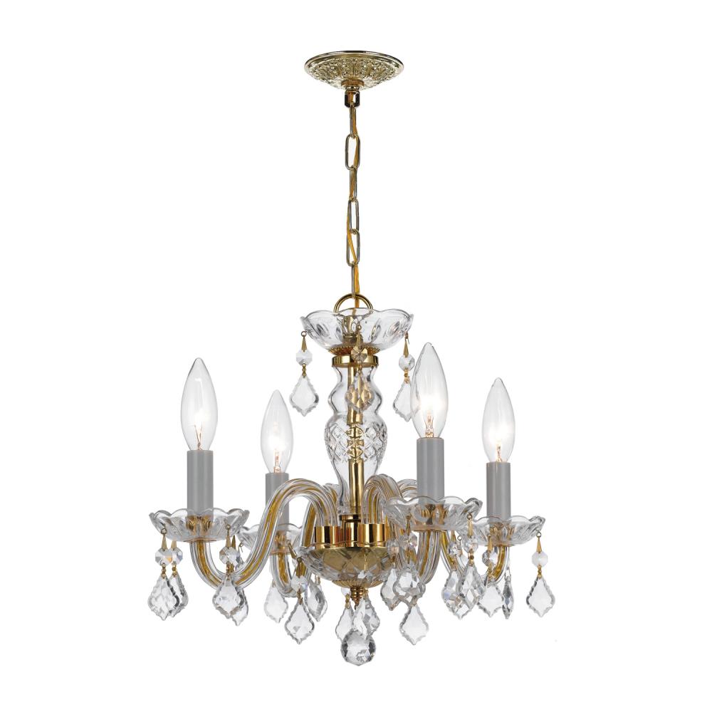 Traditional Crystal 4 Light Spectra Crystal Polished Brass Mini Chandelier