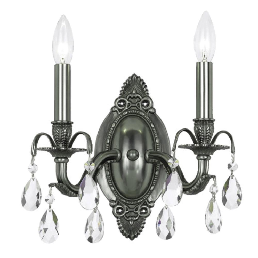 Dawson 2 Light Spectra Crystal Pewter Sconce
