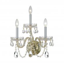 Crystorama 1033-PB-CL-SAQ - Traditional Crystal 3 Light Spectra Crystal Polished Brass Sconce