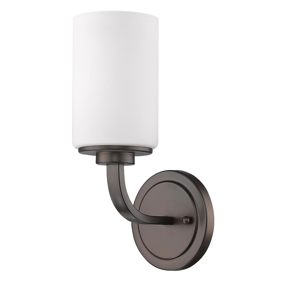 Addison 1-Light Oil-Rubbed Bronze Sconce With Etched Glass Shade
