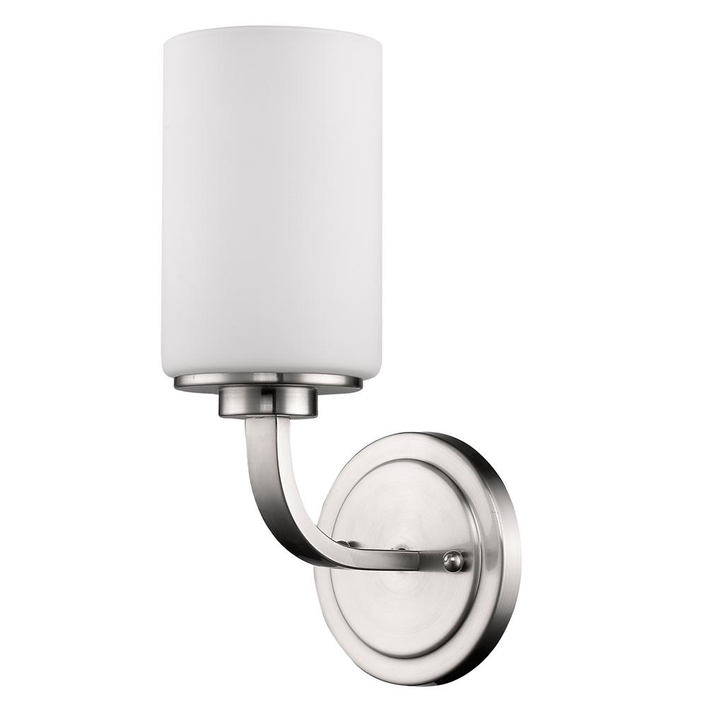 Addison 1-Light Satin Nickel Sconce With Etched Glass Shade