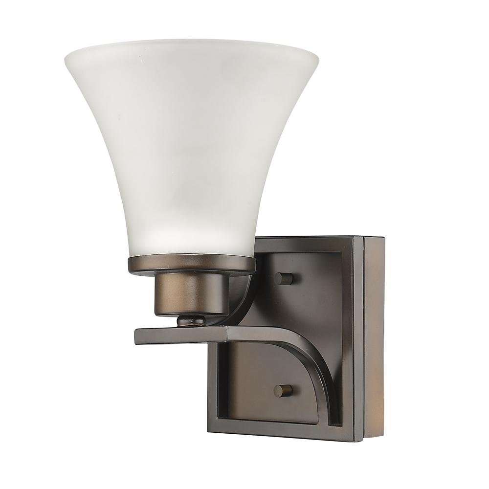 Mia 1-Light Oil-Rubbed Bronze Sconce With Etched Glass Shade