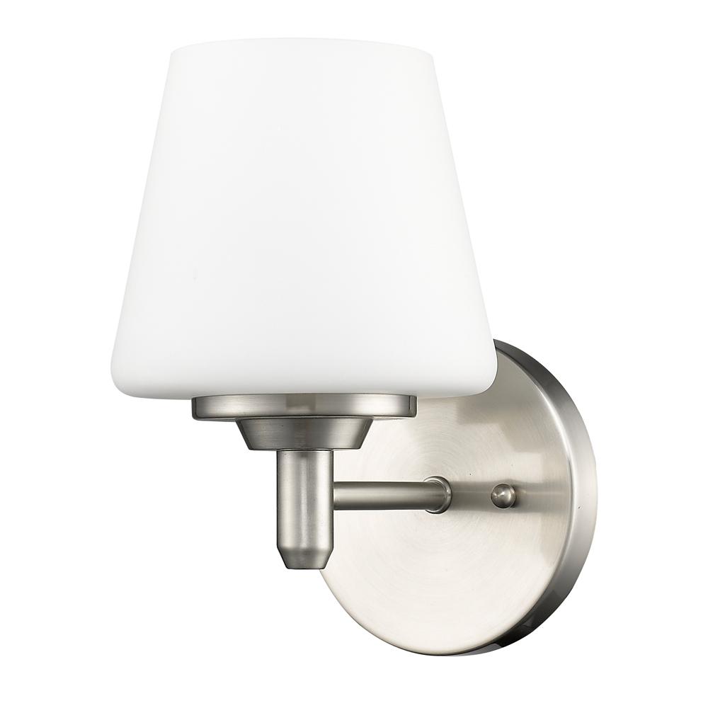 Paige 1-Light Satin Nickel Sconce With Frosted Glass Shade