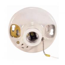 Satco Products Inc. 90/444 - Glazed Porcelain Ceiling Receptacle On-Off Pull Chain w/Grounded Convenience Outlet