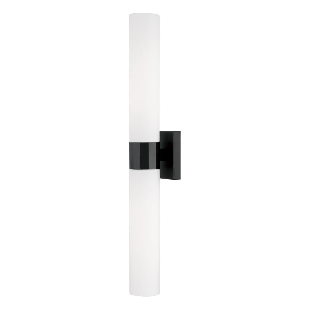 2-Light Dual Sconce in Matte Black with Soft White Glass