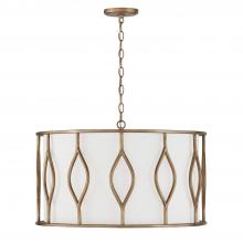 Capital 352541ML - 4-Light Drum Pendant in Mystic Luster with White Fabric Shade