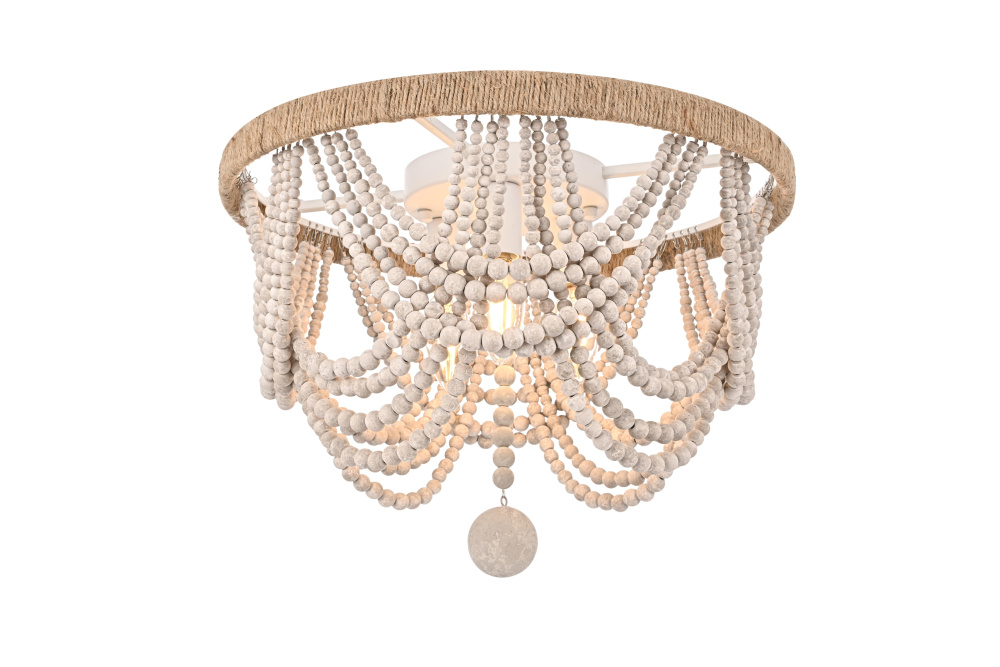 Jolie 16 inch Beaded Flush mount in Antique White