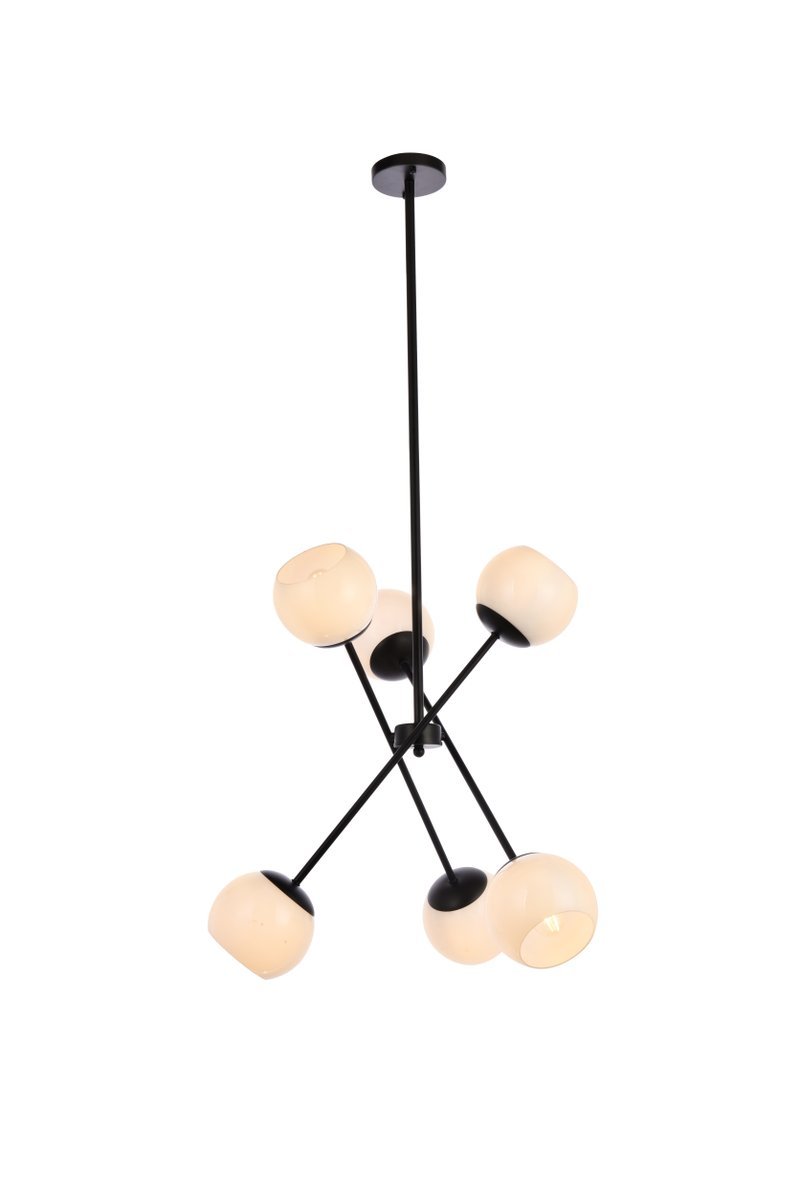 Axl 24 Inch Pendant in Black with White Shade