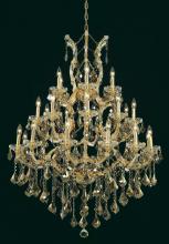 Elegant 2800D38G-GT/RC - Maria Theresa 28 Light Gold Chandelier Golden Teak (Smoky) Royal Cut Crystal