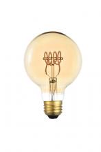 Elegant G25LED303-6PK - LED Decorative Helix horizontal 2000K nostaligic filament 6 watts 300 lumens amber tint G25 LT bulb