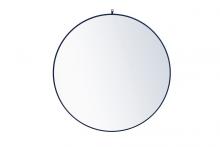 Elegant MR4067BL - Metal Frame Round Mirror with Decorative Hook 48 Inch Blue