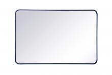 Elegant MR802842BL - Soft Corner Metal Rectangular Mirror 28x42 Inch in Blue