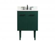 Elegant VF48024MGN-BS - 24 Inch Single Bathroom Vanity in Green with Backsplash