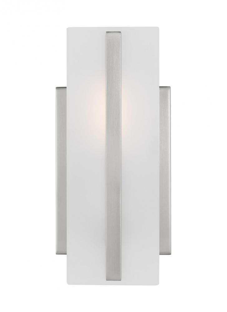 Dex contemporary 1-light indoor dimmable bath vanity wall sconce in brushed nickel silver finish wit