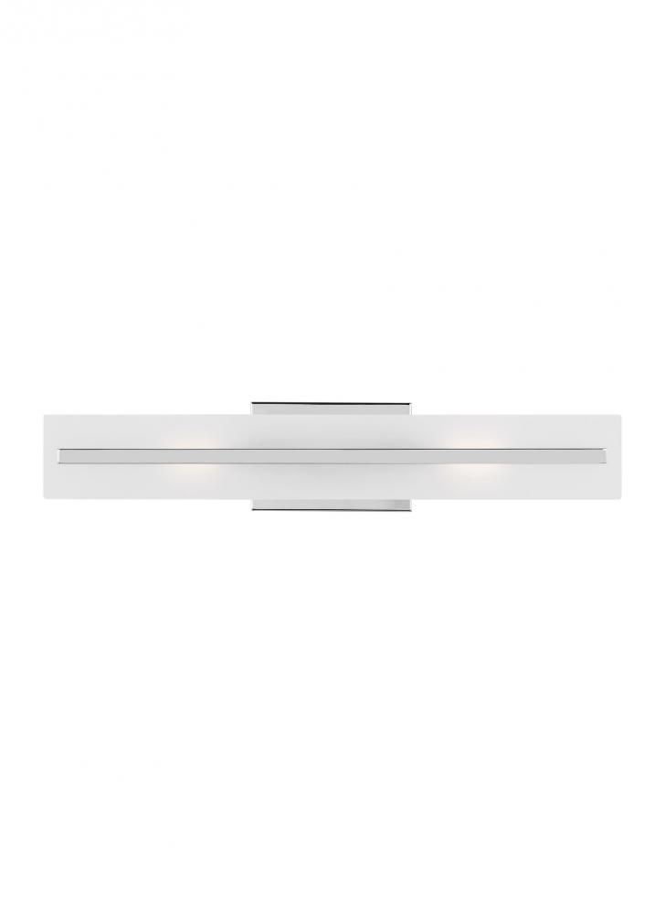 Dex contemporary 2-light LED indoor dimmable medium bath vanity wall sconce in chrome finish with sa