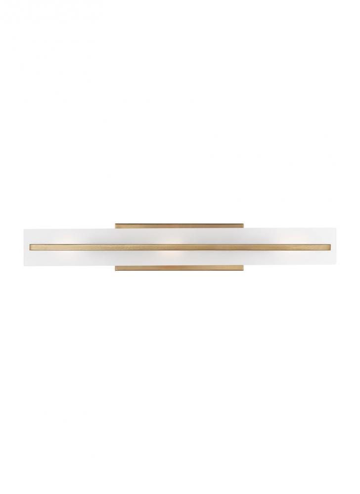 Dex contemporary 3-light indoor dimmable large bath vanity wall sconce in satin brass gold finish wi