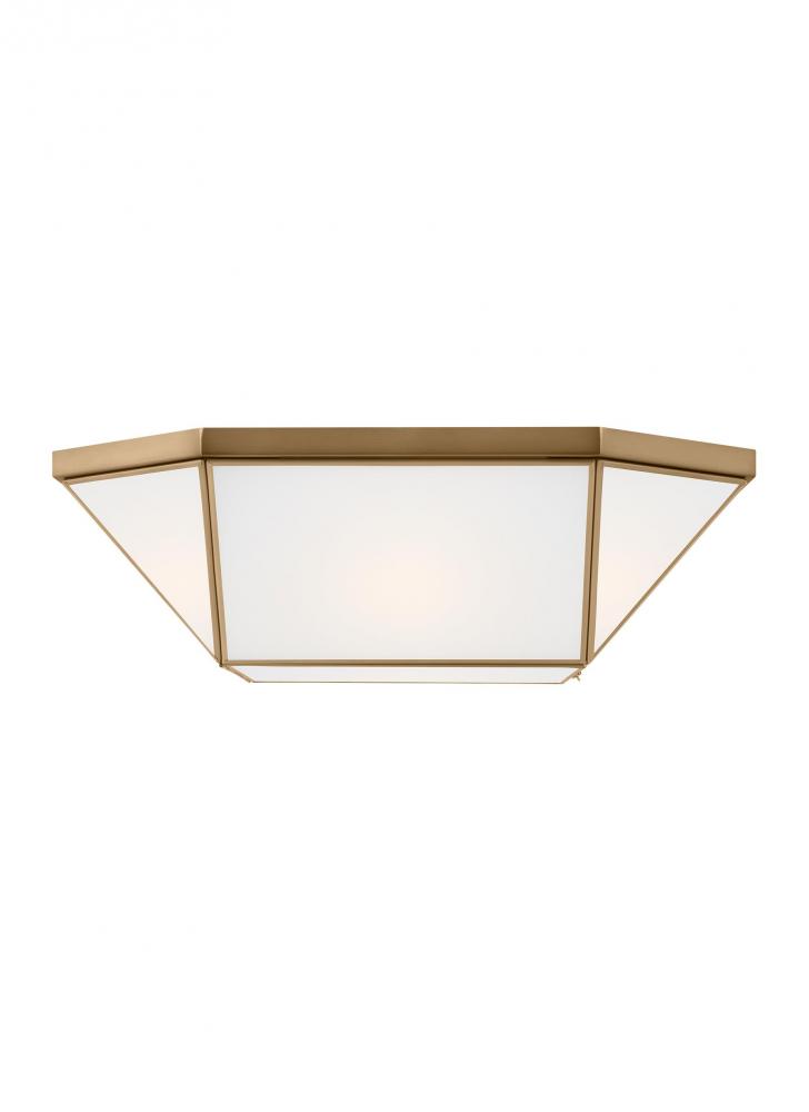 Morrison modern 4-light LED indoor dimmable ceiling flush mount in satin brass gold finish with smoo