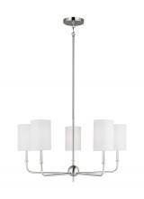 Visual Comfort & Co. Studio Collection 3109305EN-962 - Foxdale transitional 5-light LED indoor dimmable chandelier in brushed nickel silver finish with whi