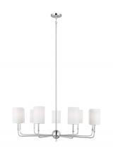 Visual Comfort & Co. Studio Collection 3109309-962 - Foxdale transitional 9-light indoor dimmable chandelier in brushed nickel silver finish with white l