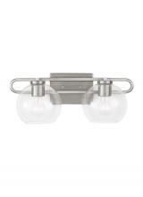 Visual Comfort & Co. Studio Collection 4455702-962 - Codyn contemporary 2-light indoor dimmable bath vanity wall sconce in brushed nickel silver finish w