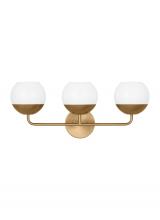 Visual Comfort & Co. Studio Collection 4468103-848 - Alvin modern 3-light indoor dimmable bath vanity wall sconce in satin brass gold finish with white m