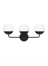 Visual Comfort & Co. Studio Collection 4468103EN3-112 - Alvin modern LED 3-light indoor dimmable bath vanity wall sconce in midnight black finish with white