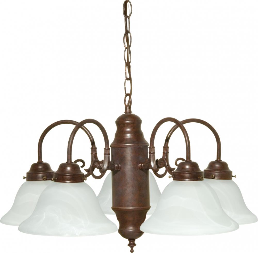 5 Light - Chandelier with Alabaster Glass - Old Bronze Finish
