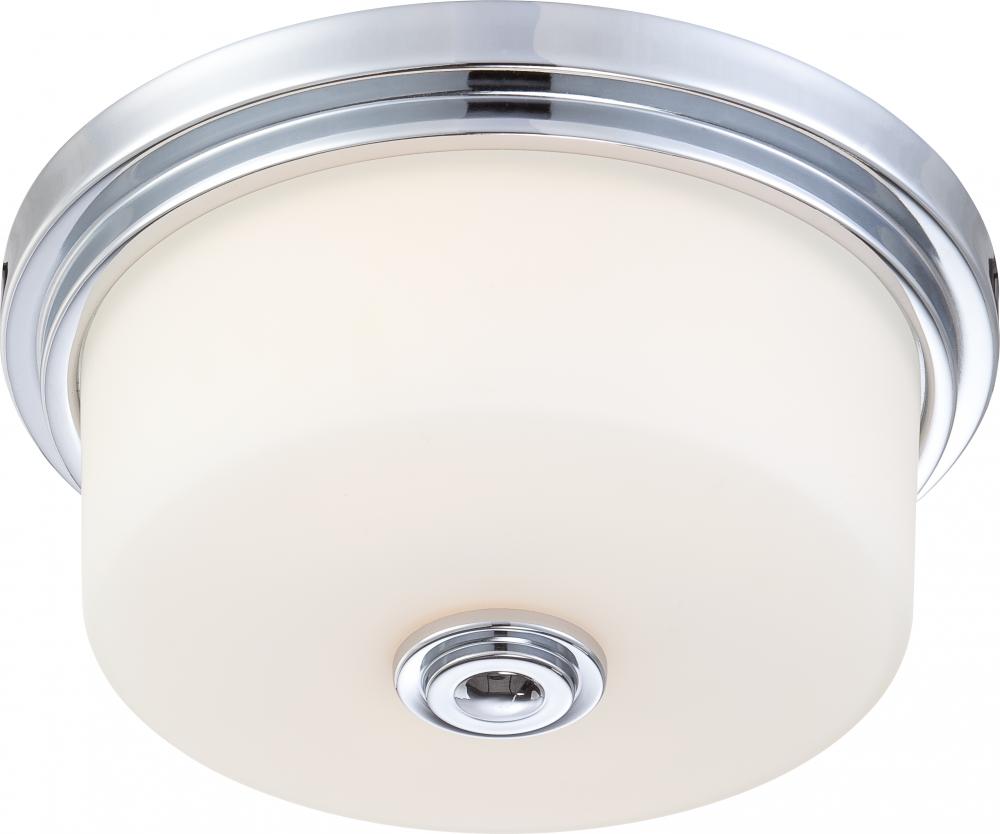 Soho - 2 Light Medium Flush with Satin White Glass - Polished Chrome Finish