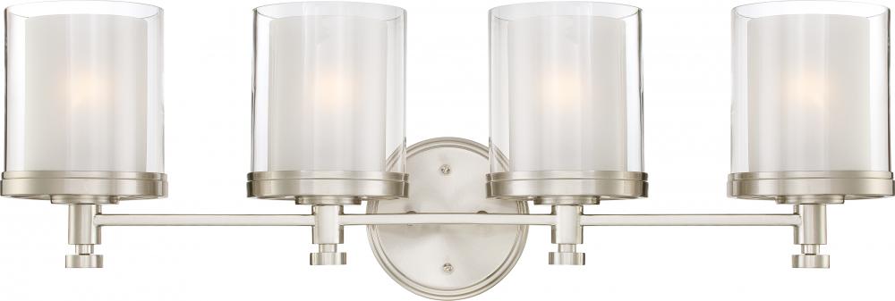 Decker - 4 Light Vanity with Clear & Frosted Glass - Brushed Nickel Finish