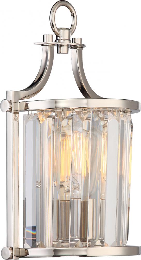 Krys- 1 Light Crystal Accent Wall Sconce - Polished Nickel Finish