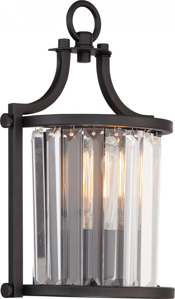 Krys- 1 Light Crystal Accent Wall Sconce - Aged Bronze Finish